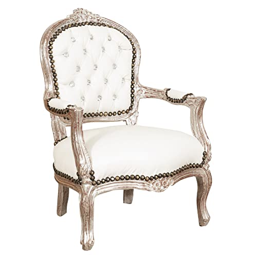Biscottini barock Sessel 73x50x51 cm | Sessel Wohnzimmer Stil Luigi XVI | Sessel esszimmer Holz | Barock Stuhl | Retro Sessel | barock möbel von Biscottini