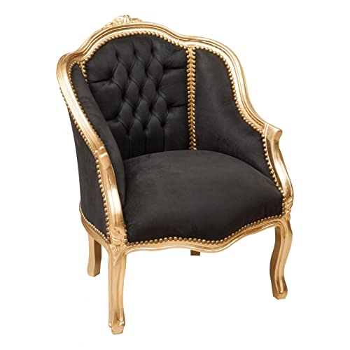 Biscottini barock Sessel 80x57x63 cm | Sessel Wohnzimmer Stil Luigi XVI | Sessel esszimmer Holz | Barock Stuhl | Retro Sessel | barock möbel von Biscottini