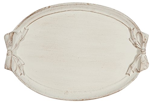 Kekse Tablett oval aus Holz Finish weiß antik L37 x PR26 x H3,5 cm Made in Italy von Biscottini