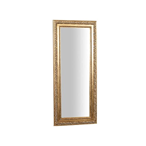 Biscottini Spiegel 35 x 2 x 82 cm vertikal/horizontal - Wandspiegel antikiertem goldenem Finish - Ganzkörperspiegel Gold - Badspiegel barock von Biscottini