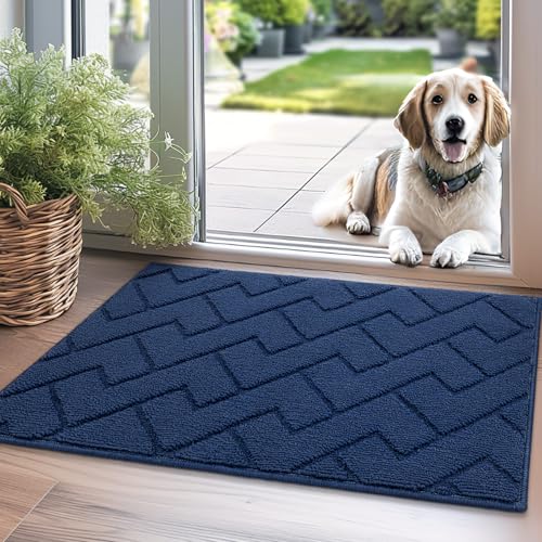 Biscpro Fußmatte Innen Außen Waschbar eingangsteppich innen Schmutzfangmatte rutschfest,Türmatte Innen Teppich für Eingang, Patio, Flur, Garten - （50x80cm Blau） von Biscpro