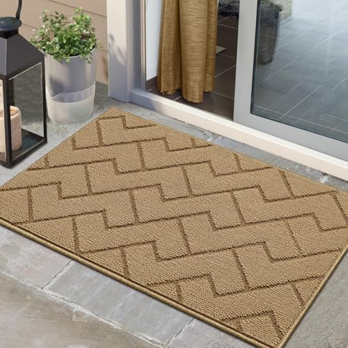 Biscpro Fußmatte Braun 60x90cm Innen und Außen, Waschbar Fussmatte, Wasserdicht Türmatte, Rutschfester Schmutzfänger Teppich für Eingang, Haustür, Patio, Flur, Garten von Biscpro