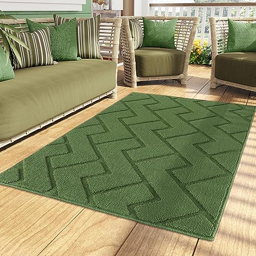 Biscpro Fußmatte Grün 90x150cm Innen und Außen, Waschbar Fussmatte, Wasserdicht Türmatte, Rutschfester Schmutzfänger Teppich für Eingang, Haustür, Patio, Flur, Garten von Biscpro