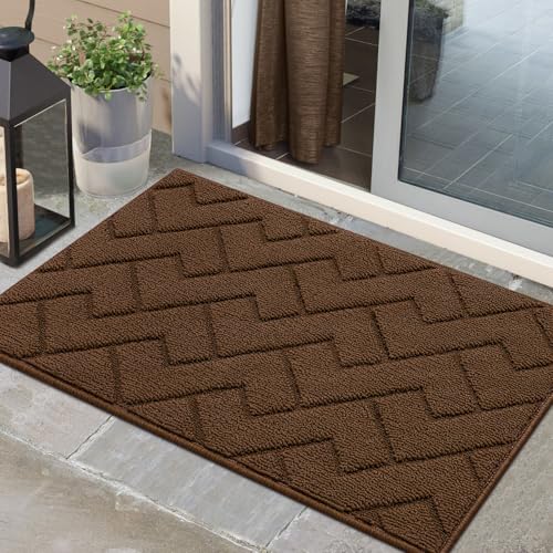 Biscpro Fußmatte Innen Außen Waschbar eingangsteppich innen Schmutzfangmatte rutschfest,Türmatte Innen Teppich für Eingang, Patio, Flur, Garten, Innen und Außen (Dark Brown, 60 x 90 cm) von Biscpro