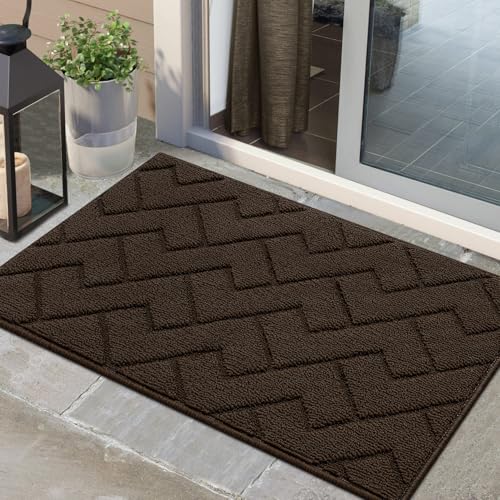 Fußmatte Innen Außen Biscpro Waschbar eingangsteppich innen Schmutzfangmatte rutschfest,Türmatte Innen Teppich für Eingang, Patio, Flur, Garten, Innen und Außen (Latte, 60 x 90 cm) von Biscpro