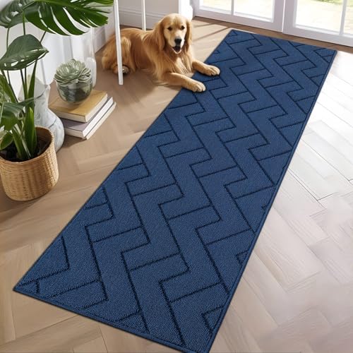 Biscpro Fußmatte Innen und Außen 60x180cm Waschbar Fussmatte,Wasserdicht Türmatte,Rutschfester Schmutzfänger Teppich für Eingang,Haustür,Patio,Flur-Blau von Biscpro