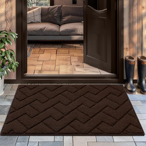 Biscpro Fußmatte Waschbar Fussmatt eingangsteppich innen Schmutzfangmatte 50 x 80cm rutschfest,Türmatte Innen Teppich für Eingang, Patio, Flur, Garten, Innen und Außen -Coffee von Biscpro