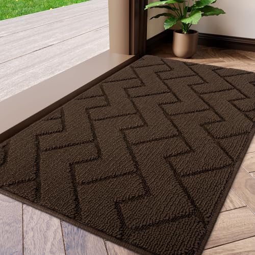 Biscpro Fußmatte Waschbar Fussmatt eingangsteppich innen Schmutzfangmatte 50 x 80cm rutschfest,Türmatte Innen Teppich für Eingang, Patio, Flur, Garten, Innen und Außen -Coffee von Biscpro