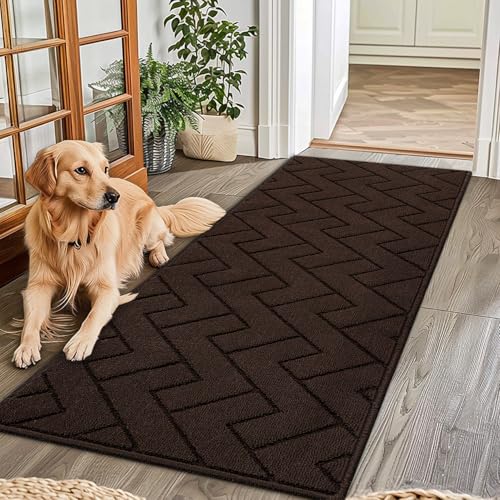 Biscpro Teppich Läufer,60x180cm Waschbarer rutschfest Schmutzfangmatte Teppich Läufer für Eingangsbereich Wohnzimmer,Flur,Büro,Schlafzimmer,Küchen-Coffee von Biscpro