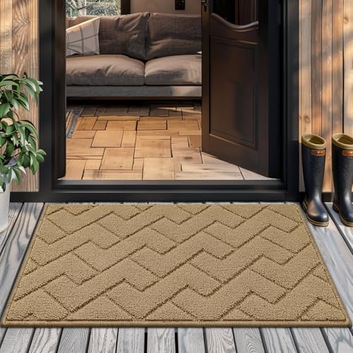 Biscpro Fußmatte Braun 50x80cm Innen und Außen, Waschbar Fussmatte, Wasserdicht Türmatte, Rutschfester Schmutzfänger Teppich für Eingang, Haustür, Patio, Flur, Garten von Biscpro