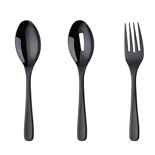 BISDARUN Salatbesteck 3-teilig Servierbesteck Set aus Edelstahl Servierlöffel *1 Servierlöffel *1 Aufschnittgabel *1 Schwarz Länge 26 cm(10,2 Inch) BISDARUN Salatbesteck 3-teilig Servierbesteck Set aus Edelstahl Servierlöffel *1 Servierlöffel *1 Aufschnittgabel *1 Schwarz Länge 26 cm(10,2 Inch) von BISDARUN
