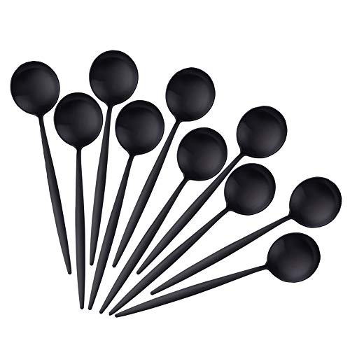 BISDARUN Kaffeelöffel Edelstahl Teelöffel 12CM /4.8 Inches Mini Kuchen Löffel Spiegel Poliert Espressolöffel Set von 10 Schwarz von BISDARUN