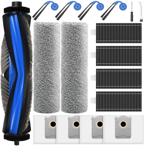 17 Stück Zubehör für ECOVACS DEEBOT X9 PRO Omni Saugroboter, 4 Staubbeutel 4 Seitenbürste 4 Filter 1 Hauptbürste 2 Wischwalze 1 Reinigungsbürste 1 Schraubendreher von Bisenkud