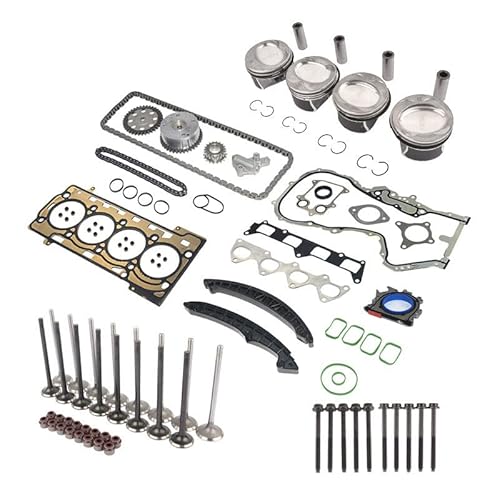 Bisenya Zylinderkopfdichtung + Kolben + Steuerkettensatz kompatibel mit Aud1 Se-at Sk0da V-W 1.4 TSI TFSI FSI CAV CAX CTH CMS CTK CTJ CNW 03C109571F 03C129717C 03C109509M 1K0253115M 03C253039F von Bisenya