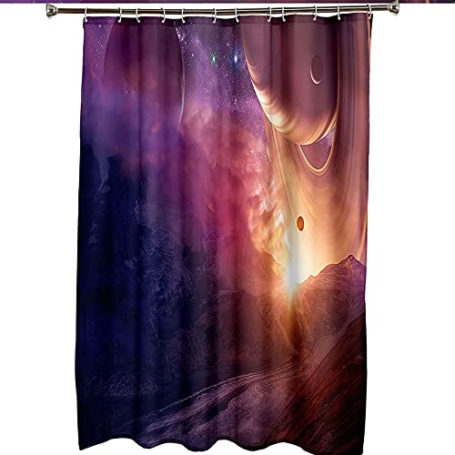 Bishilin Badvorhang Anti-Schimmel Wasserdicht, Badezimmer Duschvorhang 180x200 Polyester Waschbar mit Galaxy Universum Muster von Bishilin