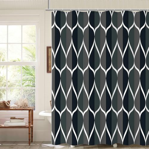 Bishilin Duschvorhang Anti Schimmel Waschbar, Duschvorhang Badewanne 180x180CM mit Motiv Tropfen Anthrazit Shower Curtain Badewannen Vorhang Wasserdicht von Bishilin