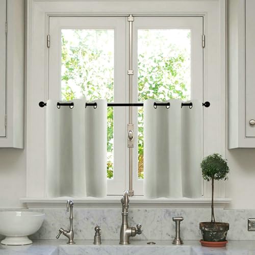 Bishilin Scheibengardine Kurz 61 cm Hoch Modern, Vorhänge Blickdicht mit Ösen Uni Küchengardinen Bistrogardine Fenster 2er Set Weiß 63.5x61CM Bishilin Scheibengardine Kurz 61 cm Hoch Modern, Vorhänge Blickdicht mit Ösen Uni Küchengardinen Bistrogardine Fenster 2er Set Weiß 63.5x61CM von Bishilin