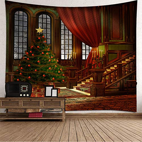 Bishilin Tapisserie Wandbehang, Wandteppich Schlafzimmer 350x256CM Wandbehang Wasserfest Haus Weihnachtsbaum Tapisserie Dekoration für Schlafzimmer Wohnzimmer von Bishilin