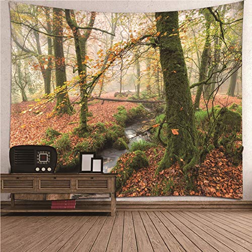 Bishilin Tapisserie Wandbehang Lang 150X150CM, Herbst Thema Wald Wandteppich Nordisch Wandteppich für Schlafzimmer Wohnzimmer Deko von Bishilin