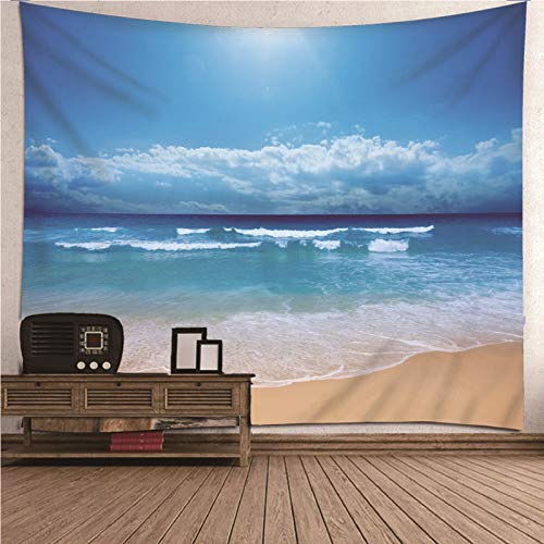 Bishilin Tapisserie Wandbehang Meer Strand, Wandteppich Schlafzimmer Wasserfest 210X140 cm Tapisserie Dekoration für Schlafzimmer Wohnzimmer von Bishilin