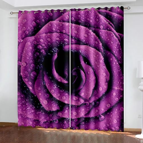 Bishilin Verdunklungsvorhänge mit Ösen, Vorhänge Blickdicht 2er Set 86x214CM Violett Blütenblätter mit Wassertropfen Gardinen Verdunklung Kinderzimmer Jugendzimmer Bishilin Verdunklungsvorhänge mit Ösen, Vorhänge Blickdicht 2er Set 86x214CM Violett Blütenblätter mit Wassertropfen Gardinen Verdunklung Kinderzimmer Jugendzimmer von Bishilin