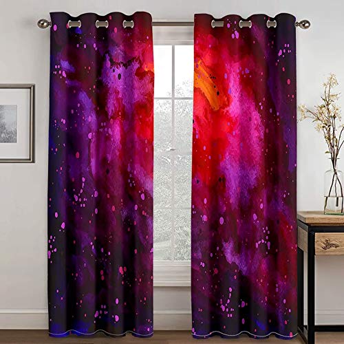 Bishilin Verdunklungsvorhänge mit Ösen 264x183CM, Gardinen Blickdicht 2er Set mit Motiv Aquarell Vorhänge Verdunkelnd Kinderzimmer Schlafzimmer Wohnzimmer von Bishilin