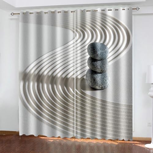 Bishilin Verdunklungsvorhänge mit Ösen 2er Set 132x214CM, Gardinen Blickdicht Zen Motiv Sand und Steine Vorhänge Verdunkelnd Kinderzimmer Schlafzimmer Bishilin Verdunklungsvorhänge mit Ösen 2er Set 132x214CM, Gardinen Blickdicht Zen Motiv Sand und Steine Vorhänge Verdunkelnd Kinderzimmer Schlafzimmer von Bishilin
