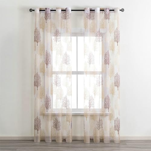 Bishilin Vorhänge Lichtdurchlässig mit Ösen, Gardinen Baumwolle 2er Set Jacquard mit Bäume Muster Vorhänge Transparent Küche Wohnzimmer 137x229CM Bishilin Vorhänge Lichtdurchlässig mit Ösen, Gardinen Baumwolle 2er Set Jacquard mit Bäume Muster Vorhänge Transparent Küche Wohnzimmer 137x229CM von Bishilin