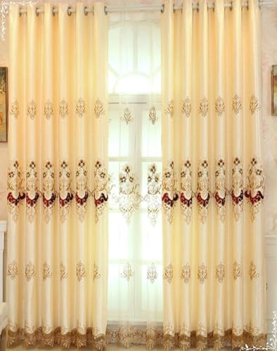 Bishilin Vorhänge Verdunkelnd Gelb 107x244CM, Gardinen Blickdicht 2er Set Ösen Doppellagig mit Spitze Stickerei Blumen Motiv Verdunklungsvorhänge Wohnzimmer Jugendzimmer Kinderzimmer Bishilin Vorhänge Verdunkelnd Gelb 107x244CM, Gardinen Blickdicht 2er Set Ösen Doppellagig mit Spitze Stickerei Blumen Motiv Verdunklungsvorhänge Wohnzimmer Jugendzimmer Kinderzimmer von Bishilin
