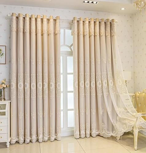 Bishilin Vorhänge Verdunklung mit Ösen, Gardinen Blickdicht 2er Set Khaki 137x274CM Doppellagig Stickerei mit Blumen Motiv Verdunkelungsvorhänge Kinderzimmer Schlafzimmer Wohnzimmer Bishilin Vorhänge Verdunklung mit Ösen, Gardinen Blickdicht 2er Set Khaki 137x274CM Doppellagig Stickerei mit Blumen Motiv Verdunkelungsvorhänge Kinderzimmer Schlafzimmer Wohnzimmer von Bishilin