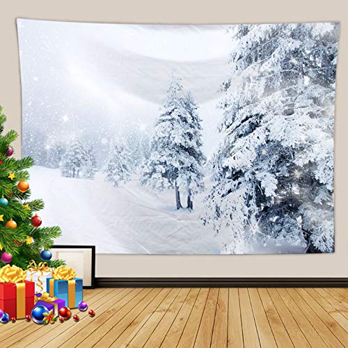 Bishilin Wandbehang Wohnzimmer Winter Thema Schneeansicht Tapisserie Wandteppich 350x256CM, Wandteppich Hippie Wandtuch Wandteppich für Schlafzimmer Wohnzimmer Deko von Bishilin