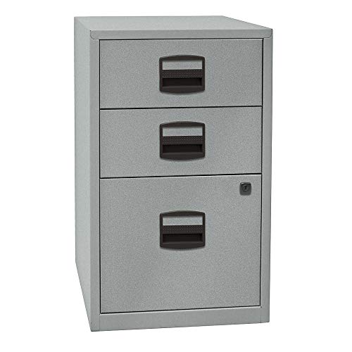 Bisley Home Beistellschrank PFA, 2 Universalschubladen, 1 HR-Schublade, Metall, 355 Silber, 40 x 41.3 x 67.2 cm von BISLEY