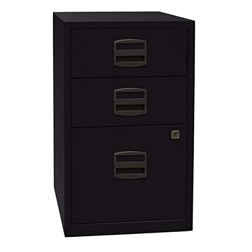 Bisley Home Beistellschrank PFA, 2 Universalschubladen, 1 HR-Schublade, Metall, 633 Schwarz, 40 x 41.3 x 67.2 cm von BISLEY