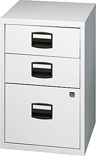 Bisley Home Beistellschrank PFA, 2 Universalschubladen, 1 HR-Schublade, Metall, 645 Lichtgrau, 40 x 41.3 x 67.2 cm von BISLEY