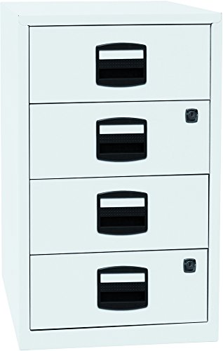 Bisley Home Beistellschrank PFA, 4 Universalschubladen, Metall, 696 Verkehrsweiß, 40 x 41.3 x 67.2 cm von BISLEY