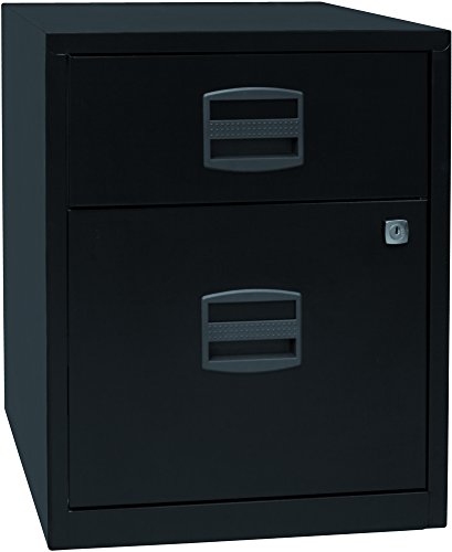 Bisley Home mobiler Beistellschrank PFA, 1 Universalschublade, 1 HR-Schublade, Metall, 633 Schwarz, 40 x 41.3 x 52.8 cm von Bisley Home