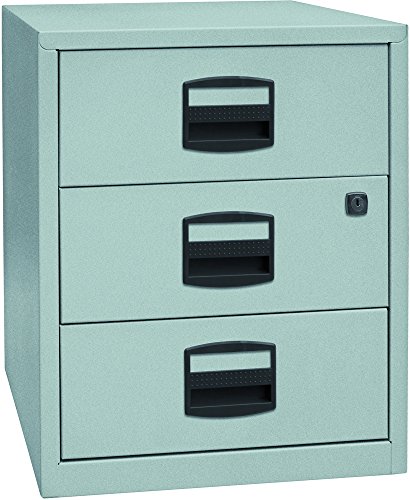 Bisley Home mobiler Beistellschrank PFA, 3 Universalschubladen, Metall, 355 Silber, 40 x 41.3 x 52.8 cm von BISLEY