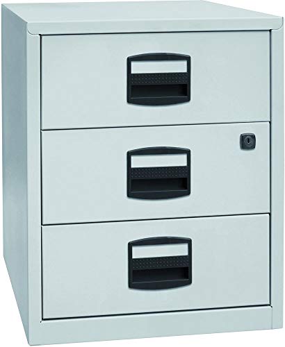 Bisley Home mobiler Beistellschrank PFA, 3 Universalschubladen, Metall, 645 Lichtgrau, 40 x 41.3 x 52.8 cm von Bisley Home