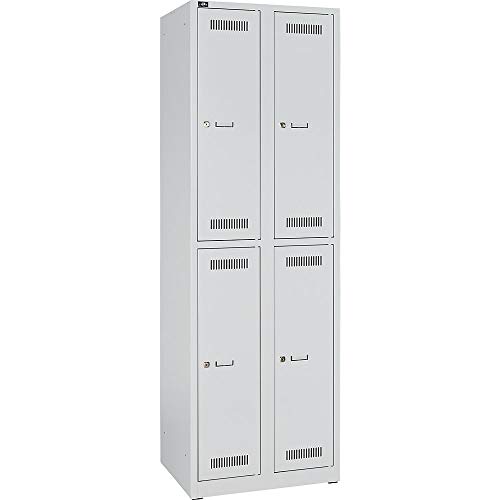 Bisley LIGHT Garderobenschrank, Metall, Lichtgrau, 2 Abteile, 4 Fächer von Bisley LIGHT