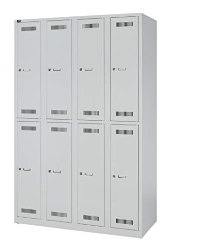 Bisley LIGHT Garderobenschrank, Metall, Lichtgrau, 4 Abteile. 8 Fächer von Bisley LIGHT