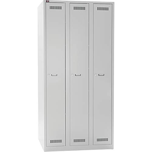 Bisley LIGHT Garderobenschrank Light 3 Abteile 300, Metall, 245 Lichtgrau, 50 x 90 x 185 cm von Bisley LIGHT