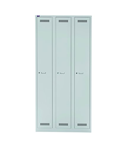 Bisley LIGHT Garderobenschrank Light 3 Abteile 400, Stahl, 245 Lichtgrau, 50 x 120 x 185 cm von Bisley LIGHT