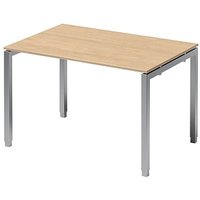 BISLEY Cito höhenverstellbarer Schreibtisch ahorn, silber rechteckig, 4-Fuß-Gestell silber 120,0 x 80,0 cm von Bisley