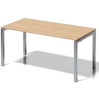 BISLEY Cito Schreibtisch ahorn, silber rechteckig, 4-Fuß-Gestell silber 160,0 x 80,0 cm von Bisley