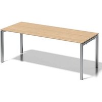 BISLEY Cito Schreibtisch ahorn, silber rechteckig, 4-Fuß-Gestell silber 200,0 x 80,0 cm von Bisley