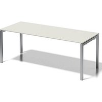 BISLEY Cito Schreibtisch grauweiß, silber rechteckig, 4-Fuß-Gestell silber 200,0 x 80,0 cm von Bisley