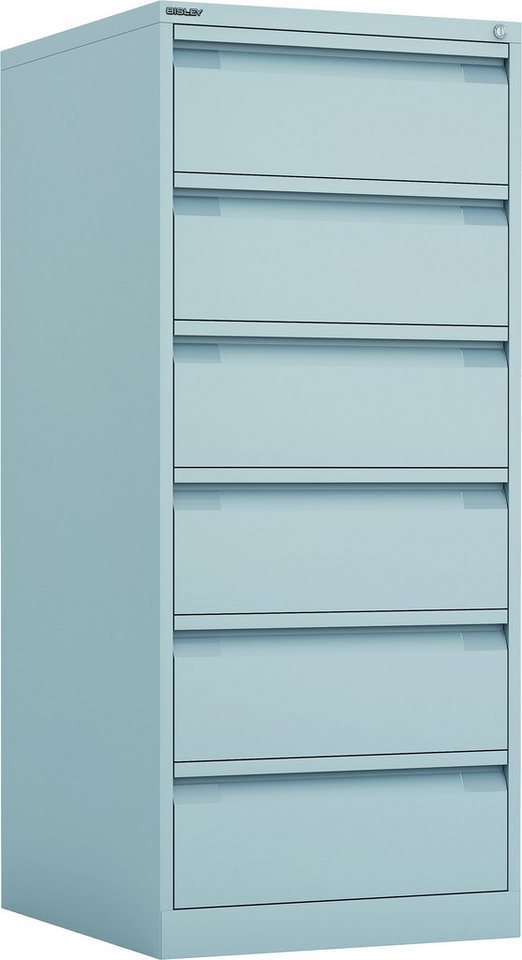 Bisley Aktenschrank ECO Karteischrank DIN-A5 in Lichtgrau - Maße: H 132 x B 57 x T 62 cm von Bisley