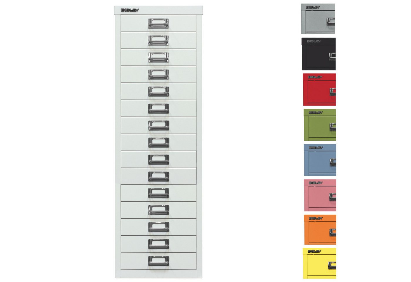 Bisley Aktenschrank MultiDrawer Schubladenschrank in Lichtgrau - Maße: H 86 x B 28 x T 38 cm Bisley Aktenschrank MultiDrawer Schubladenschrank in Lichtgrau - Maße: H 86 x B 28 x T 38 cm von Bisley