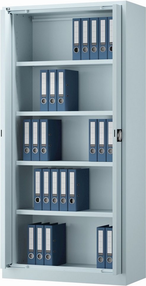 Bisley Aktenschrank Flügeltürenschrank 1 Tür 4 Böden HxBxT 195x95x42cm lichtgrau von Bisley