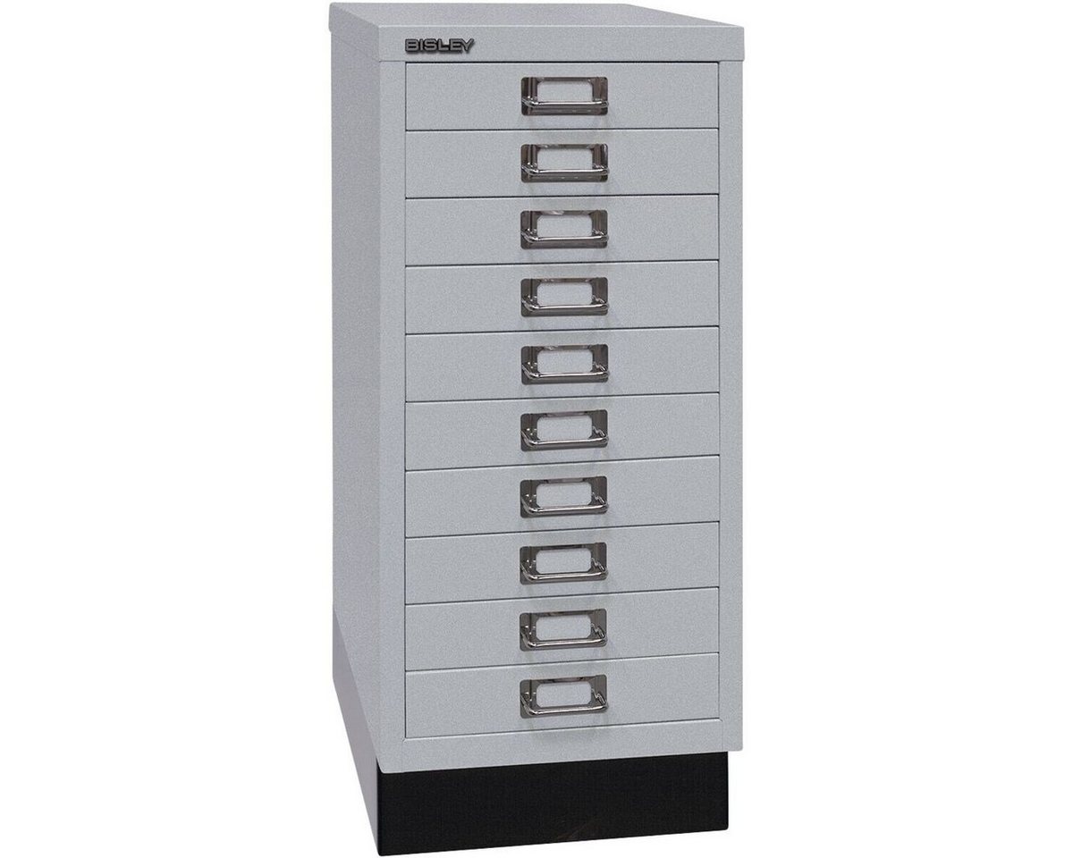 Bisley Beistellschrank MultiDrawer Schrank aus Stahl, 10 Schubladen, mit Sockel, A4 von Bisley